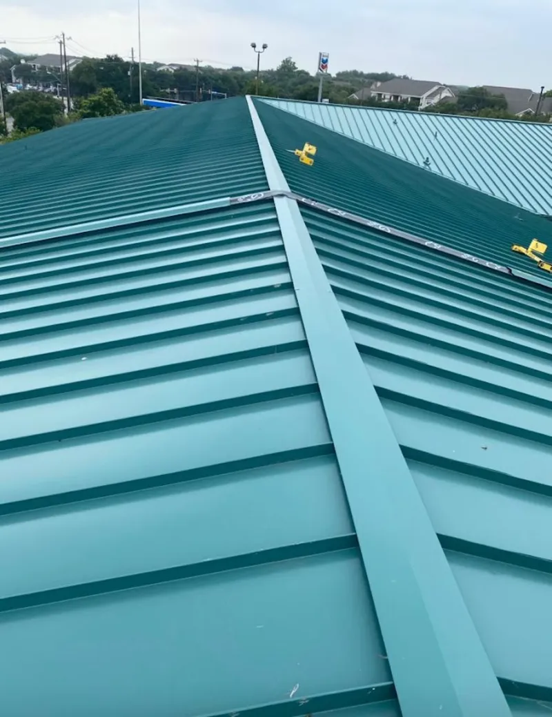 Green commercial metal roof ridge and valley for Metal Roof Repair in New Whiteland